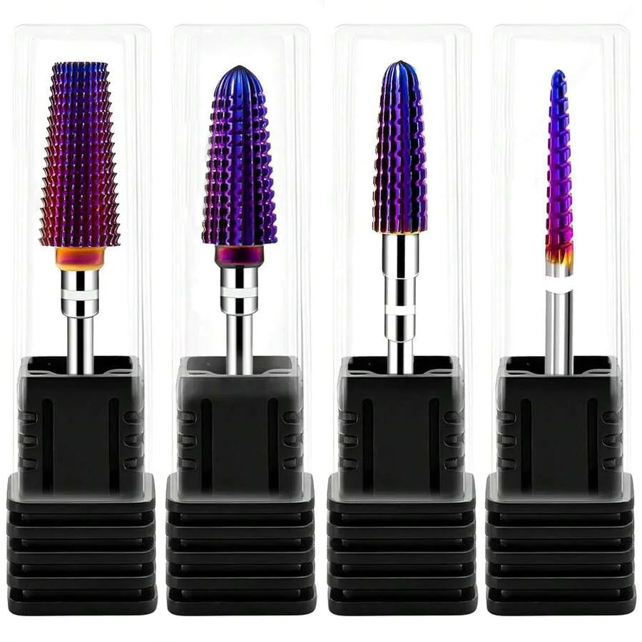 Purple 5 in 1 Nail Drill Bits Drills Milling Cutter for Manicure Remove Gel Acylics Nails Accessories Tool Vue