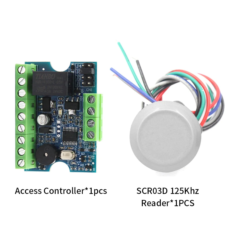 NEW Micro Access Control Sets TM Card Reader & Wiegand Mini Card Reader Controler RFID Module Electronic Door Access System Kit Vue kit-2 125Khz silver