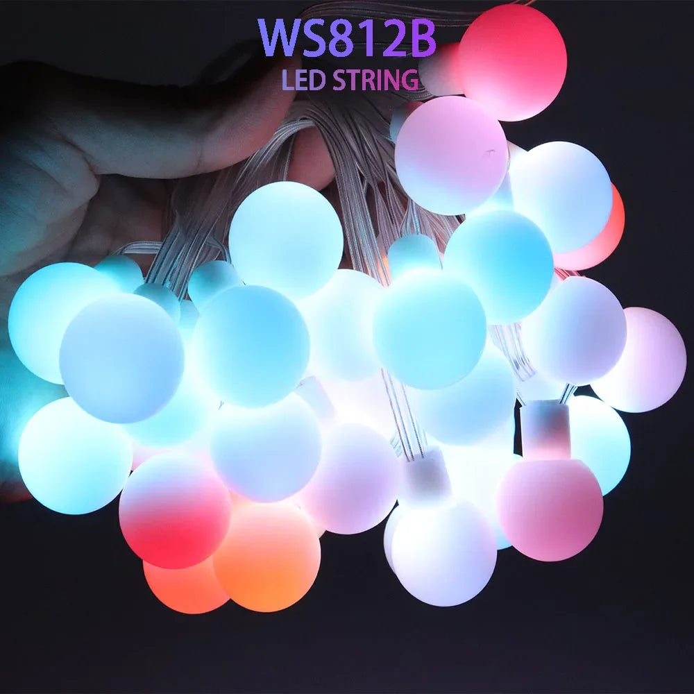 LED Fairy Light String USB DC5V Dreamy Color RGB IC LED Round Ball String Light Christmas Party Birthday Decoration Light Vue