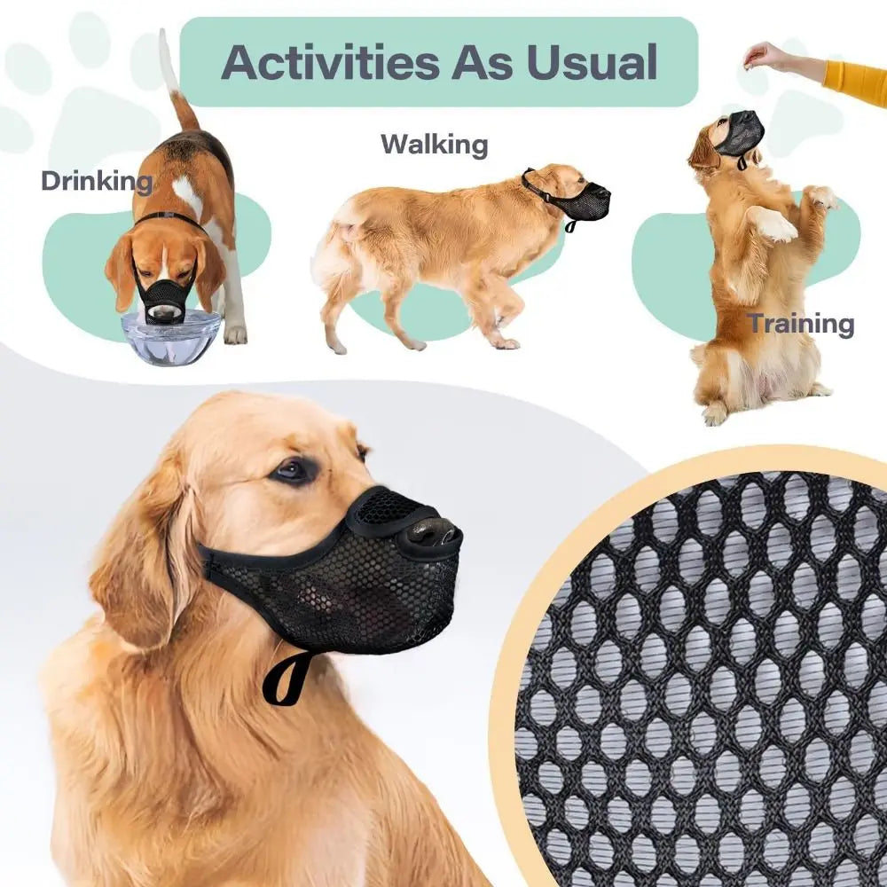 Breathable Mesh Dog Muzzle Anti-Bite Adjustable Strap Dog Mouth Cover Long Mouth Scavenging Prevention Pet Mouth Mask Vue