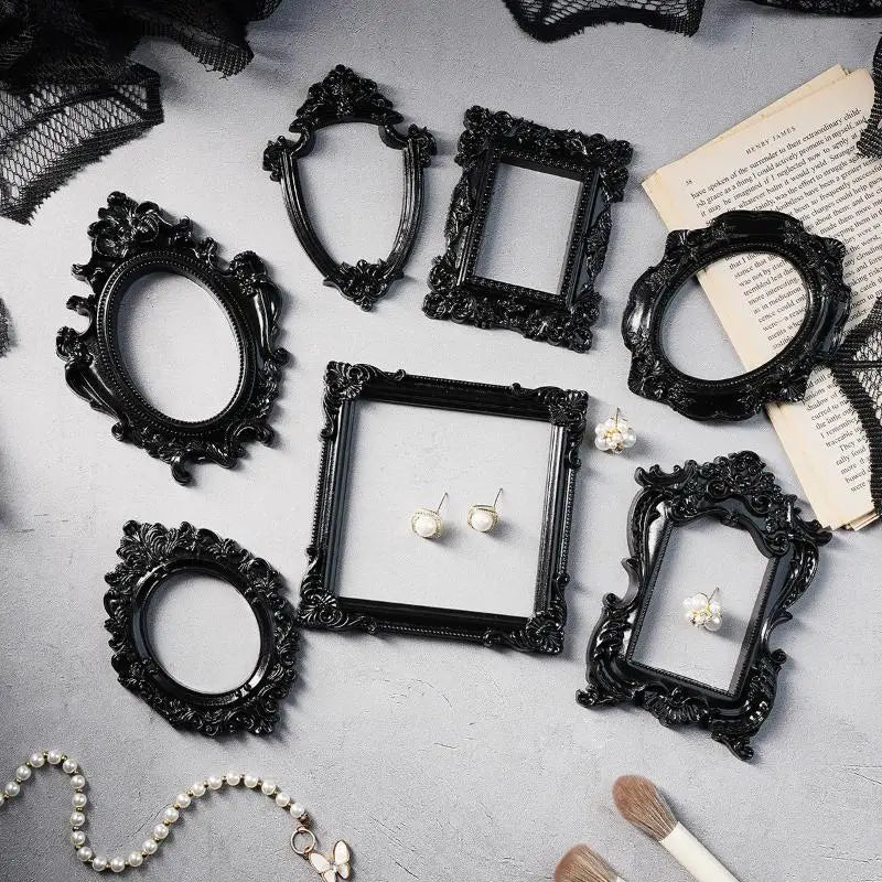 European Style 1Pcs Resin Photo Frame Black Edged DIY Wall Decoration for Pictures Stylish Frame for Study Room or Office Vue