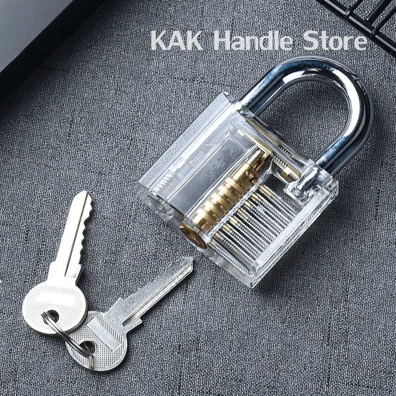 KAK Transparent Practice Padlock with Keys 80x50mm DIY Visible Lock Pick Tools Cutaway Practice Padlock Training Locksmith Tool Vue WHITE