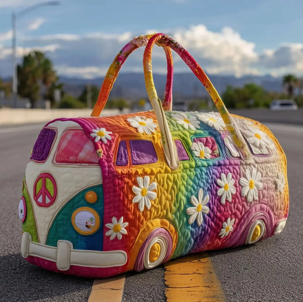 Women 3D Quilting Craft Travel Duffel Bag Fashion Sun Mountain Forest Vue A22