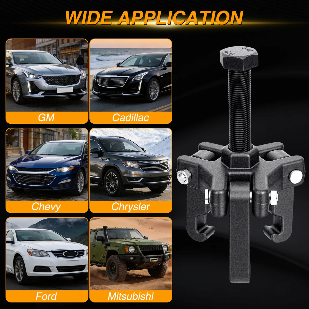 Nilight Harmonic Balancer Puller Kit, Adjustable 3-Jaw Puller Set for Removing Harmonic Dampers & Balancers Puller/Installer Set Pulley Tool Compatible with Chevy GM Chrysler Cadillac Ford More, Black Vue