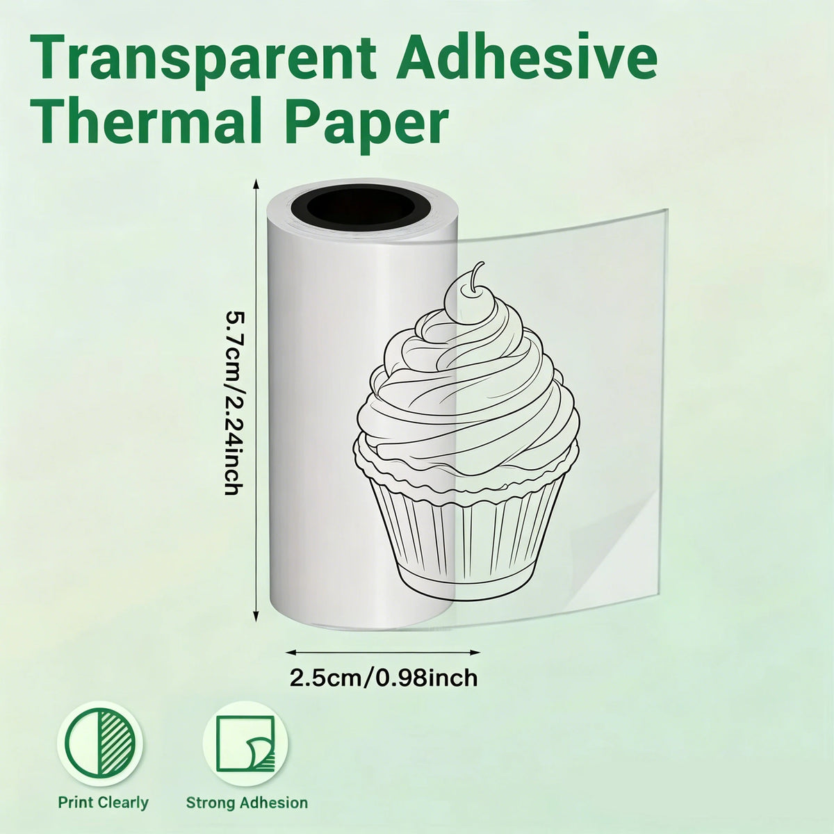 Clear Self-Adhesive Thermal Printer Paper - 57mm Transparent Stickers for Mini Portable Wireless Receipt Printers, HD Print Vue
