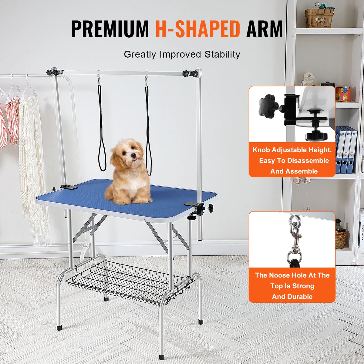 Foldable Dog Grooming Table with Dual Arms & Grooming Loop Pet Grooming Table Vue