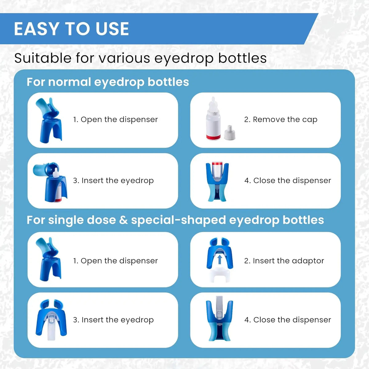 Reusable Eyedrops Holder Eye Drops Bottle Helper Eye Ointments Drops Holder Device Eyedrop Guide Aid Help Applicator Care Tool Vue