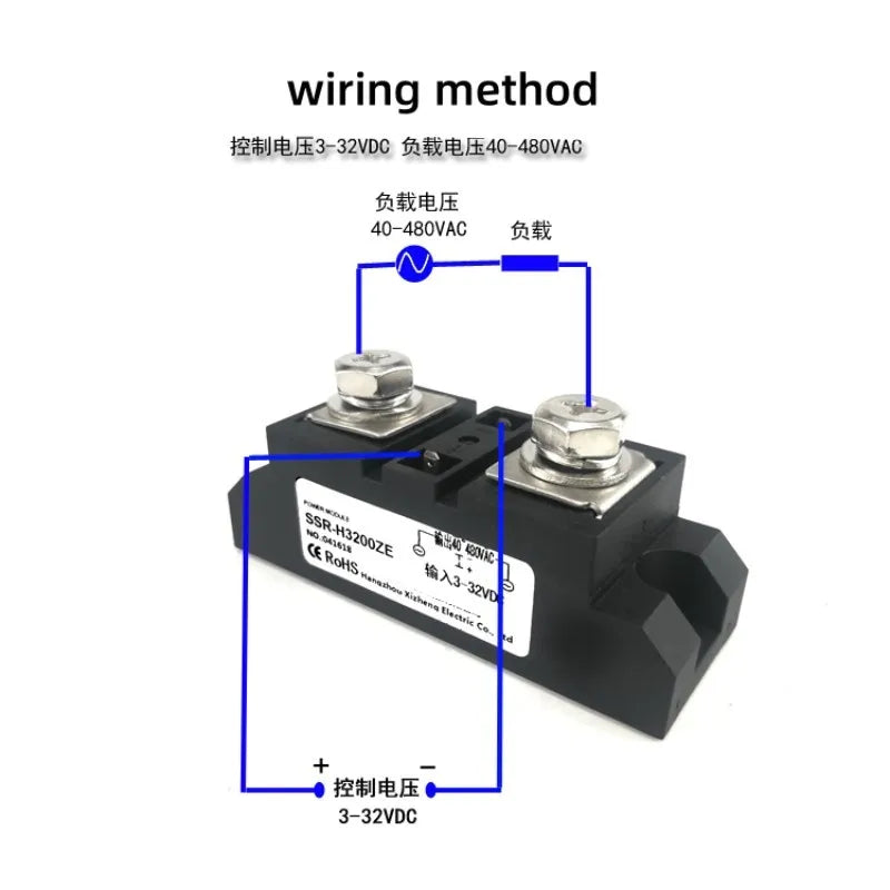 Industrial Solid State Relay DC-AC SSR 60A 80A 100A 120A 150A 200A 250A 300A 340A 400A DC control AC High Power DA Vue