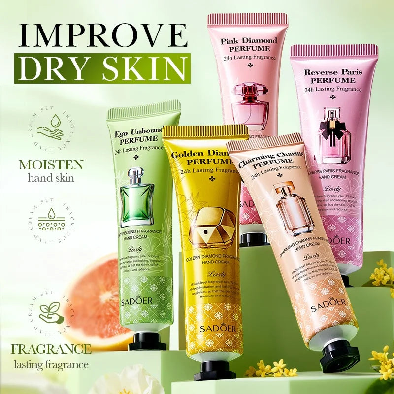 5-Piece Hand Cream Set, Five Styles to Choose from (Golden Diamond Fragrance Hand Cream 30g, Charming Charm Fragrance Hand Cream) Vue