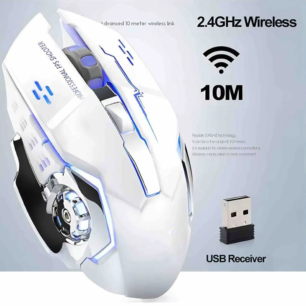 KaiAqua Wireless Gaming Mouse – RGB Backlit Rechargeable Wireless Gaming Mouse Vue