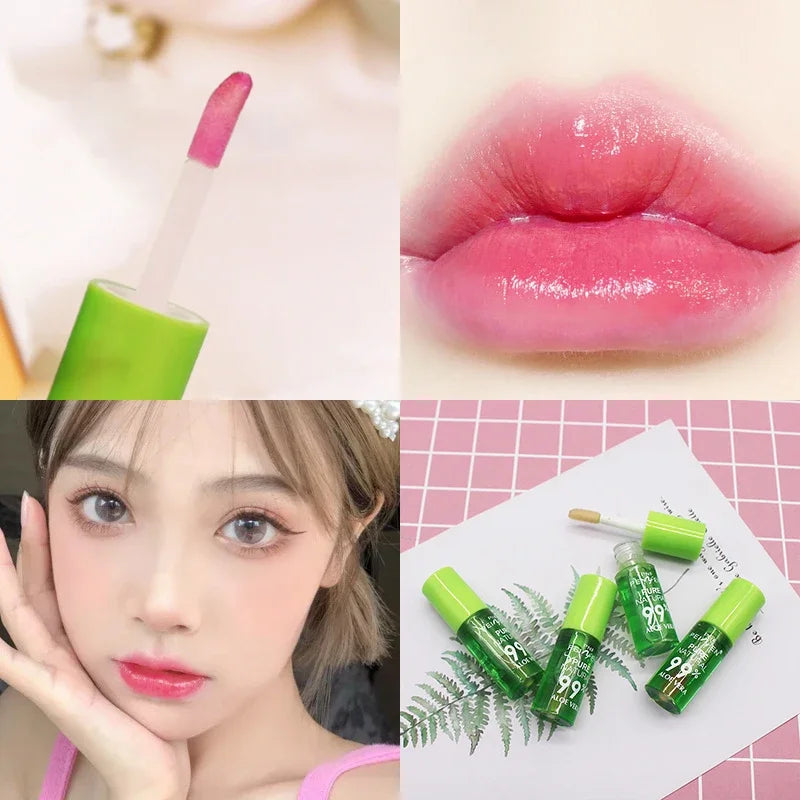 Natural Aloe Lipstick Lip Tint Long Lasting Waterproof Moisturizing Nourish Color Lip Gloss Changeable Color Lips Tick Lip Balm Vue 1Pcs