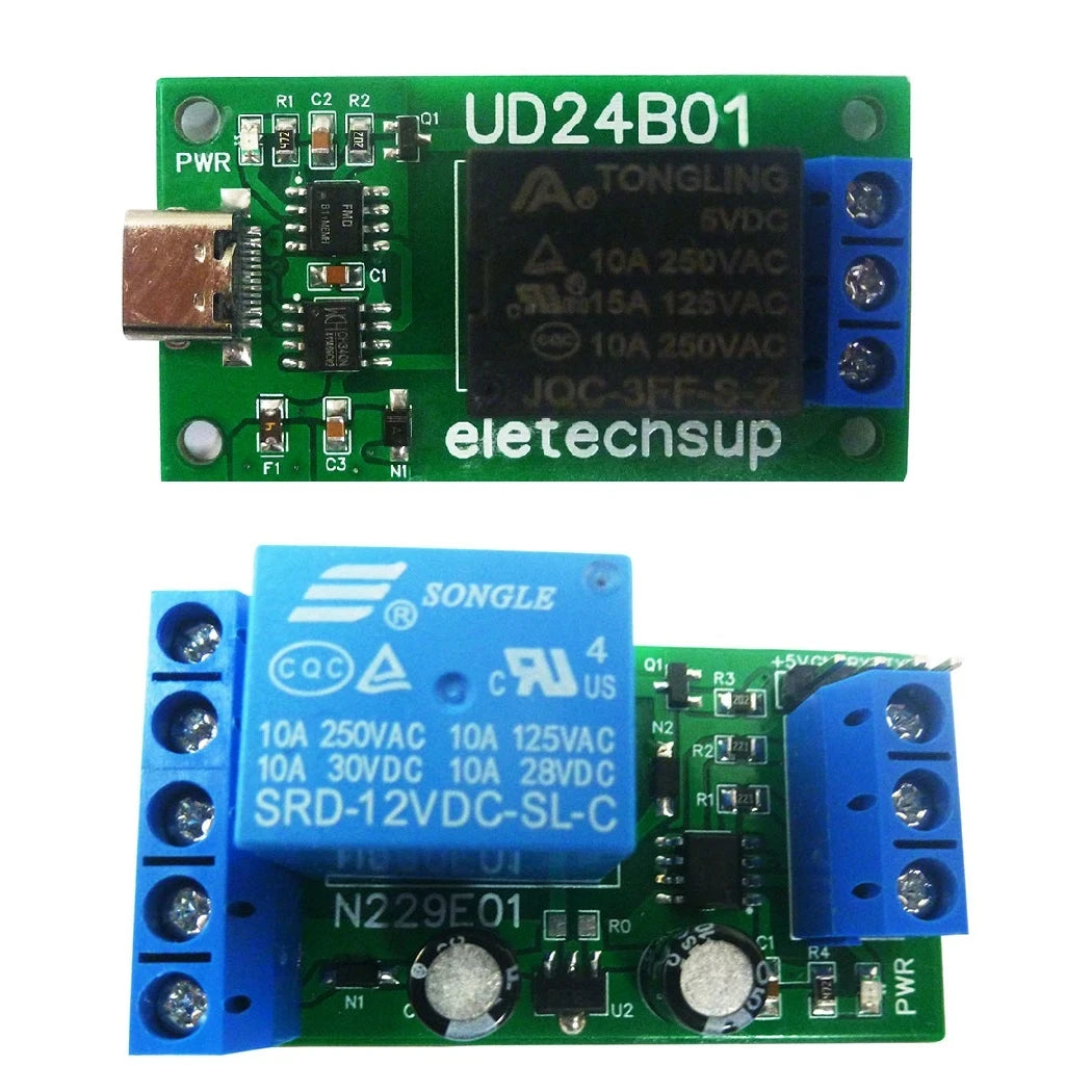 DC 5V 12V 1 Channel TYPE-C USB Relay Board RS232(TTL) PC UART Serial Port Switch Relay Module with Power Indicator Vue