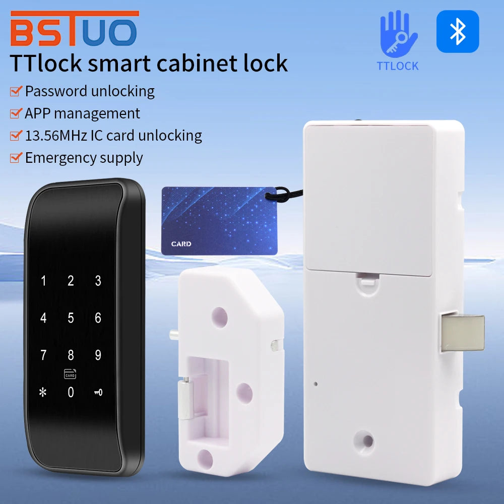 Electronic Digital Fingerprint Keypad TTLOCK APP Cabinets Drawer Sauna Door Lock Unlocking by Code Password Phone 13.56Mhz Card Vue