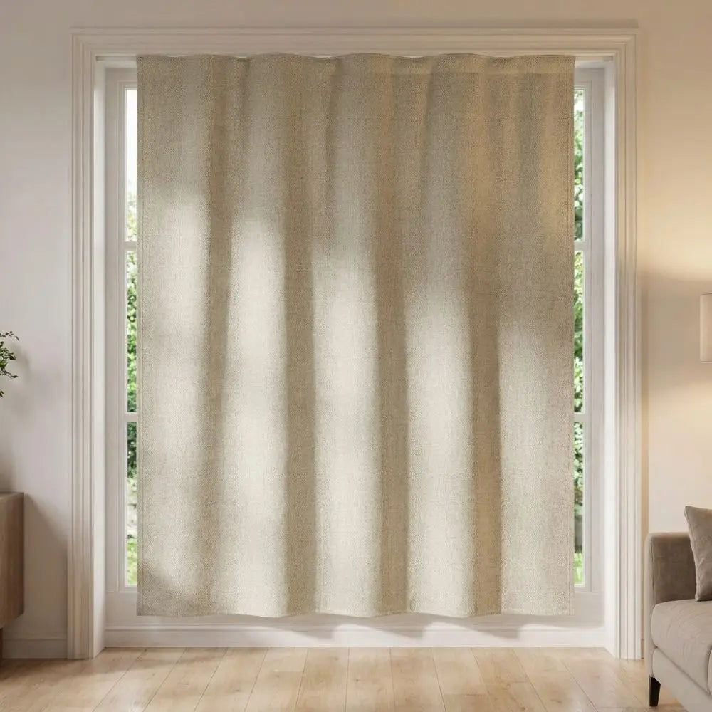 Self-Adhesive Blackout Curtains Light Blocking UV Protection Magic Tape Curtain Dust-proof Imitation Linen Texture Window Shade Vue