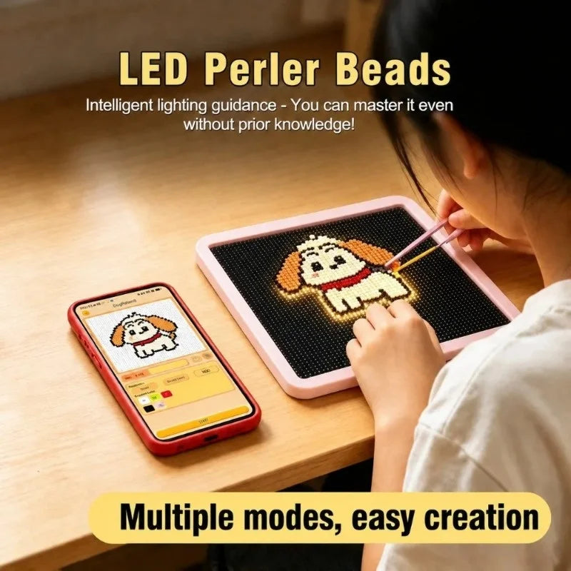 Electronic Fuse Beads Pegboard Kit, Smart LED DIY Pixel Art Board with APP Control for Home Decoration and Craft Design Vue