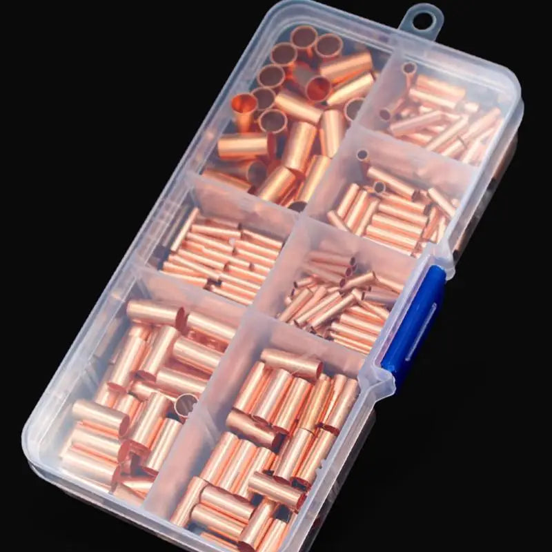 125/250/414/578Pcs Non Insulated Electrical Butt Terminal Assortment Kit Wire Ferrules Set 7 Size Copper Crimp Connector Vue