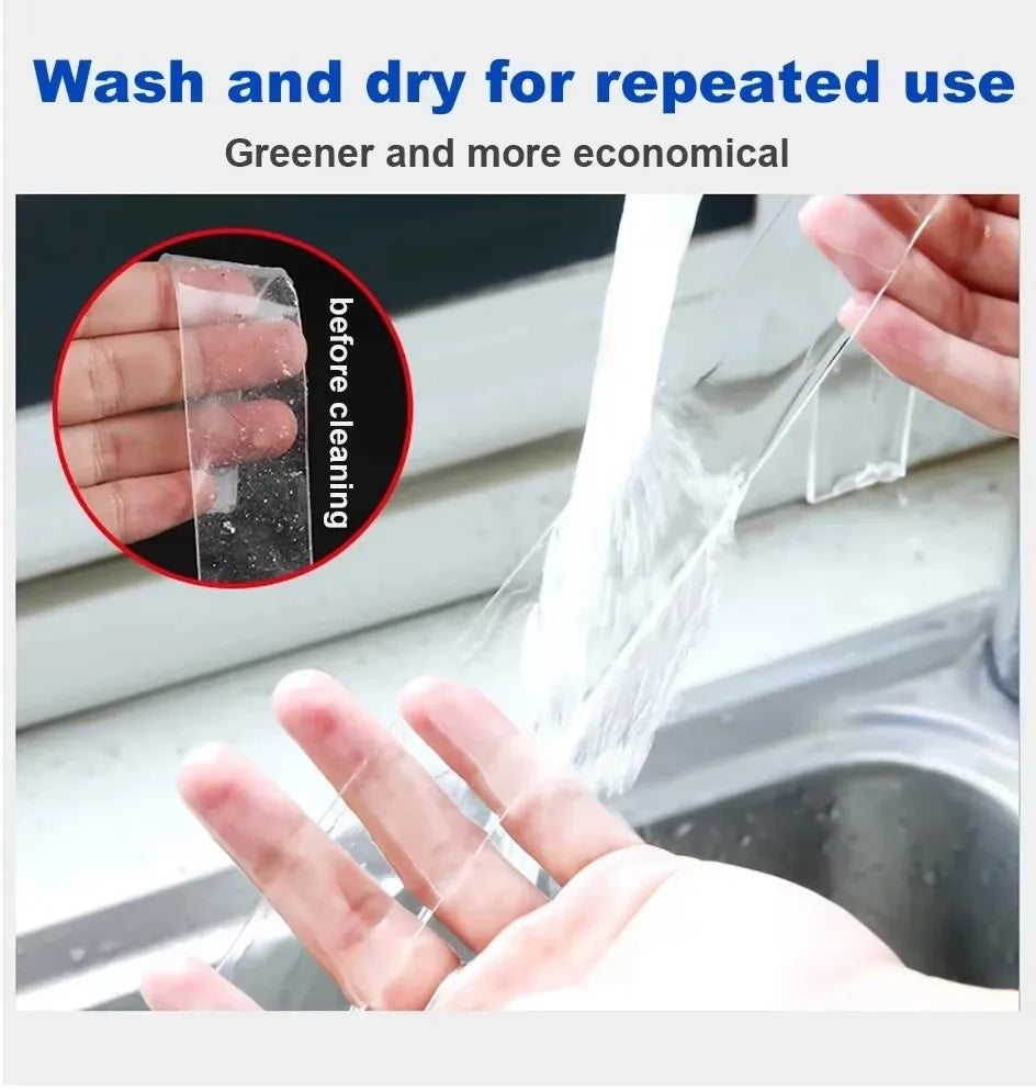Super Strong Double-Sided Tape, Transparent, High Viscosity, Washable, Reusable, Suitable for Plastic, Wood, Glass, and Metal Surfaces - Ideal for Kitchens and Bathrooms, Double-Sided Tape Vue