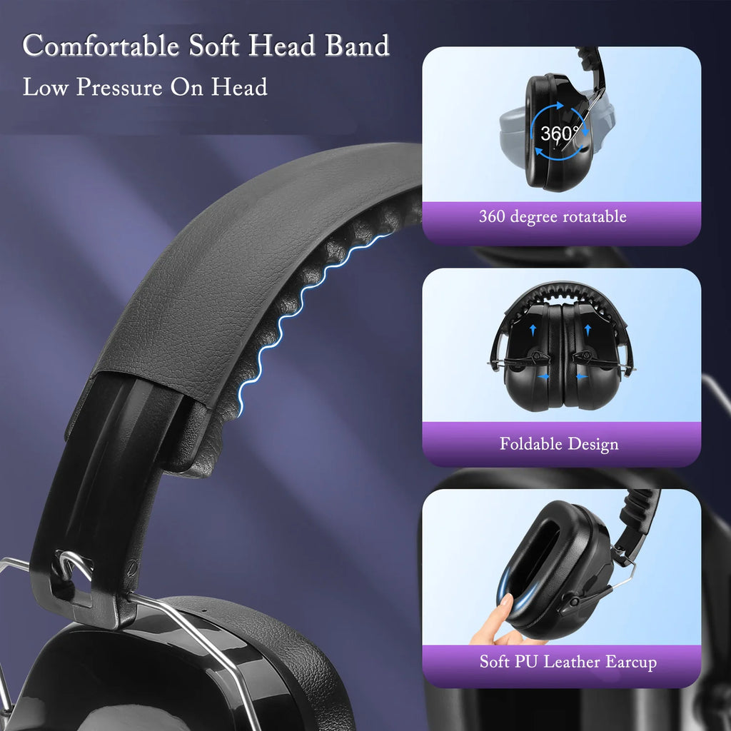 New Anti-Noise Adjustable Head Earmuffs SNR-34dB Ear Protector Ear Muff For Work Study Shooting Woodwork Hearing Protection Vue