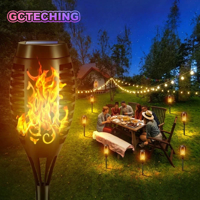 12LED Solar Flame Light Outdoor,Waterproof 12LEDs Torches Landscape Lamp for Outdoor Courtyard Garden Yard,Halloween Decorations Vue