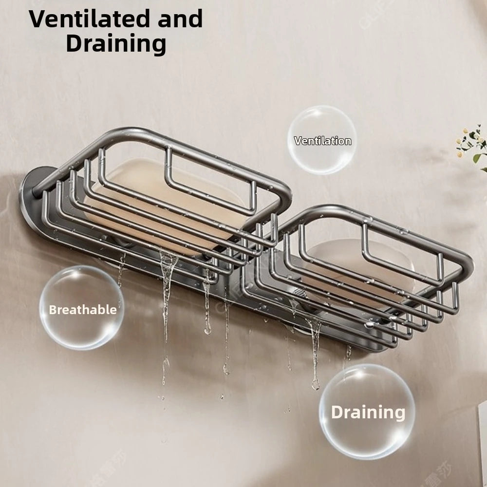 Space-Saver Self Adhesive Wall Mounted Soap Rack Rustproof Detachable Soap Storage Rack No Drill Soap Basket Shower Storage Vue