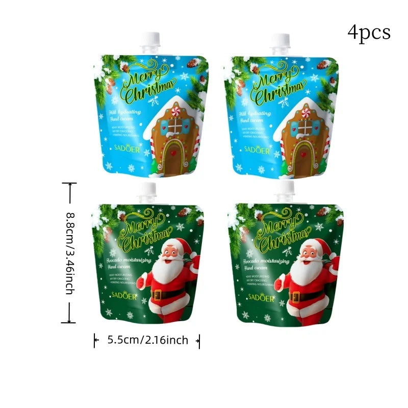 4Pcs Christmas Hand Cream Set, Two Styles to Choose from (2 Avocado Moisturizing Hand Creams, 2 Milk Moisturizing Hand Creams), Compact and Exquisite Packaging, Easy to Carry, Suitable as a Small Holiday Gift, for Christmas, Vue