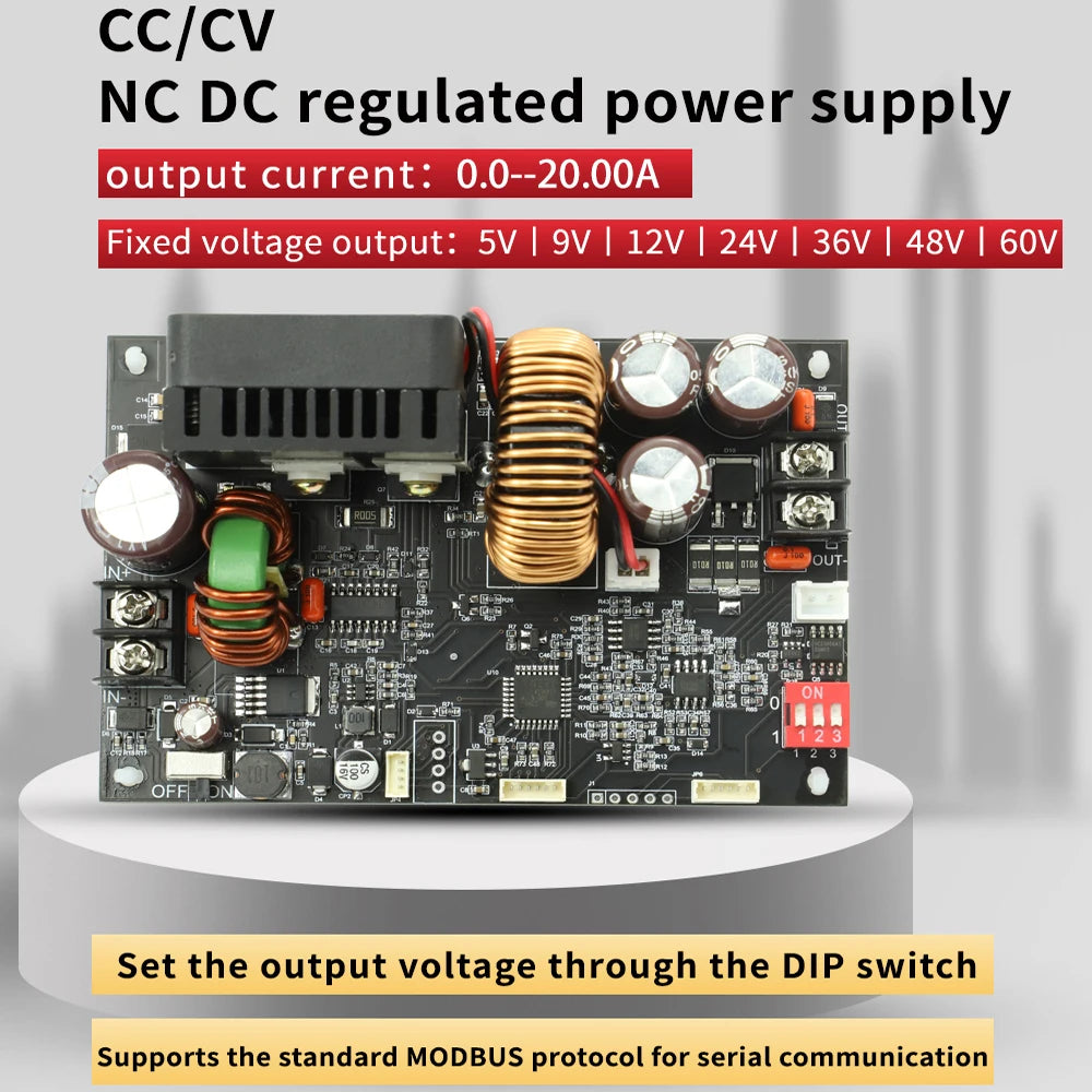 XY6020L 20A 1200W DC 6V-70V to 0-60V Buck Module CNC Adjustable DC Voltage Regulator Board CV CC Step Down Power Supply Module Vue