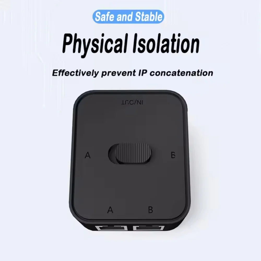 2 Port Gigabit Network switch RJ45 Switch Network Splitter Cable Extender 1000mbps Selector Power Free 2 Way adapter Connector Vue