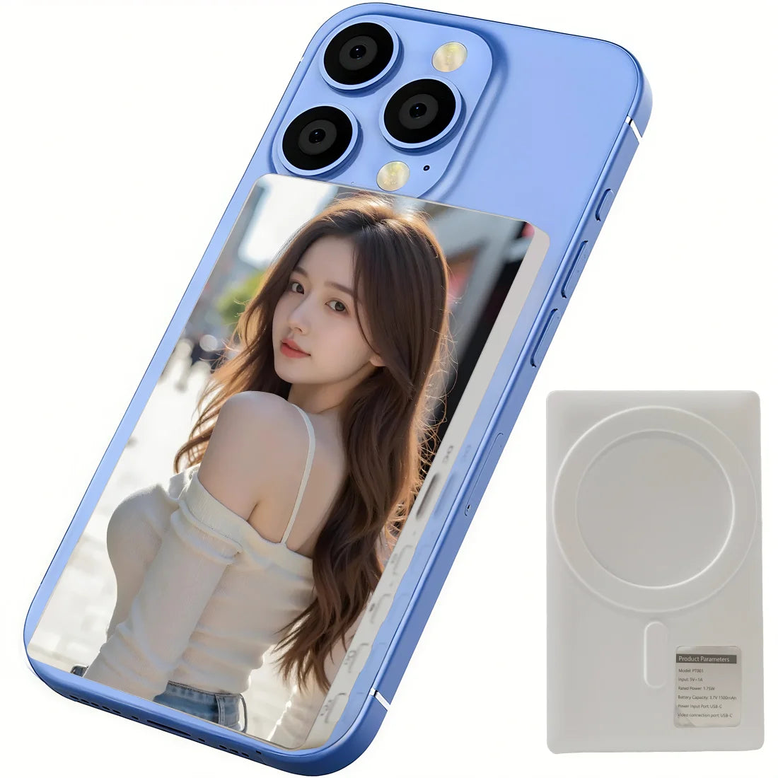 Magnetic Cell Phone Vlog Self Timer Monitor Screen Using Rear Camera Monitor For Live Streaming Creating Content Self-Timer Vue White