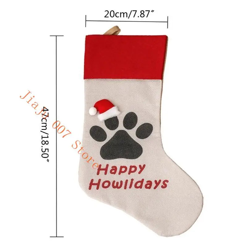 Pet Paw Christmas Stocking 18" – Dog & Cat Holiday Hanging Sock Christmas Stocking Vue