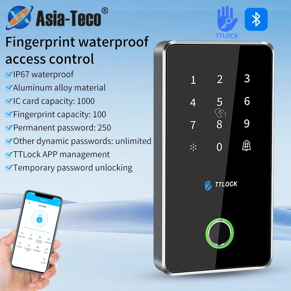 Bluetooth Nfc Rfid Keypad TTLOCK App Fingerprint G2 Wifi Gateway Support 13.56Mhz Card Access Control System MJ02 Metal Alloy Vue