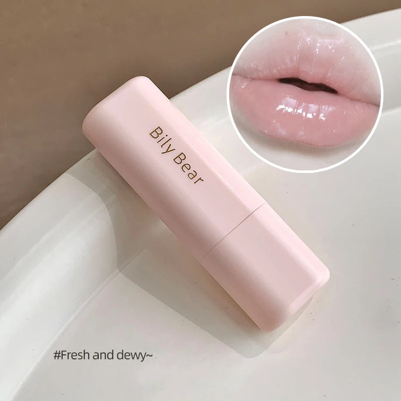 4 Colors Gloss Lipstick Stick, Hydrating Shiny Lip Balm, Sheer Nude Tint for Plump Glass Lips Vue