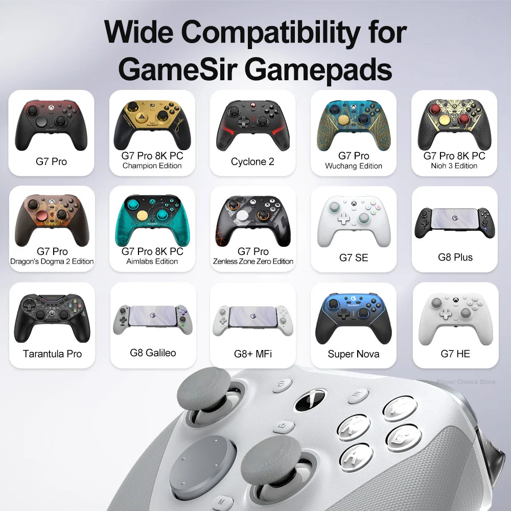 GameSir Joystick Caps for G7 Pro G7 Pro 8K Cyclone 2 Gamepad Accessories 3 Pairs Personalized Caps Smooth Steel Ring Control Vue