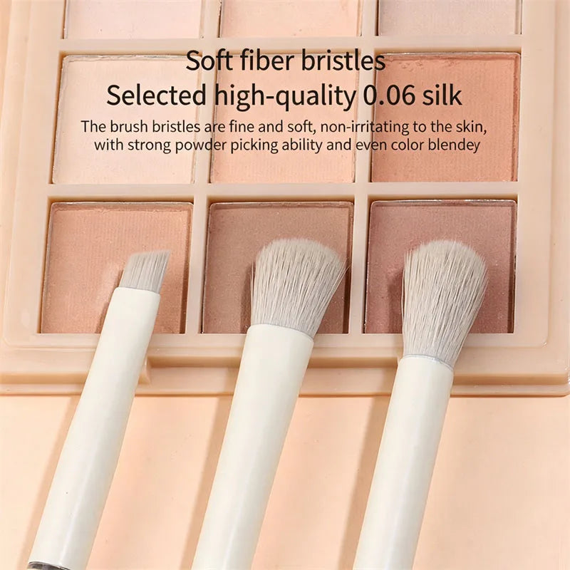 Portable Travel Eyeshadow Brush Kit 3pcs Dual Head Blending Shading Concealer Makeup Brushes with Built-in Mirror Storage Box Vue
