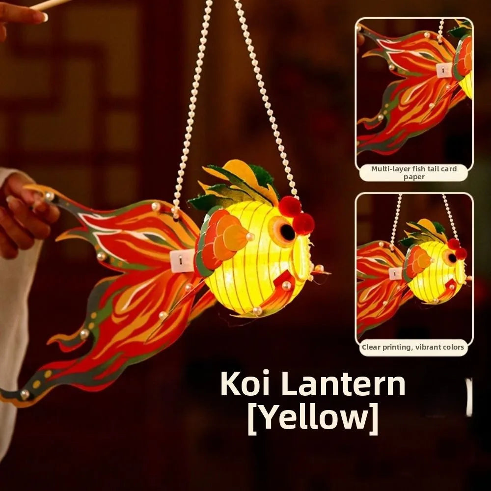 3D Koi Goldfish Lanterns Chinese Style Good Luck Mid-Autumn Festival Lantern Luminous Paper DIY Lantern Material Kit Vue