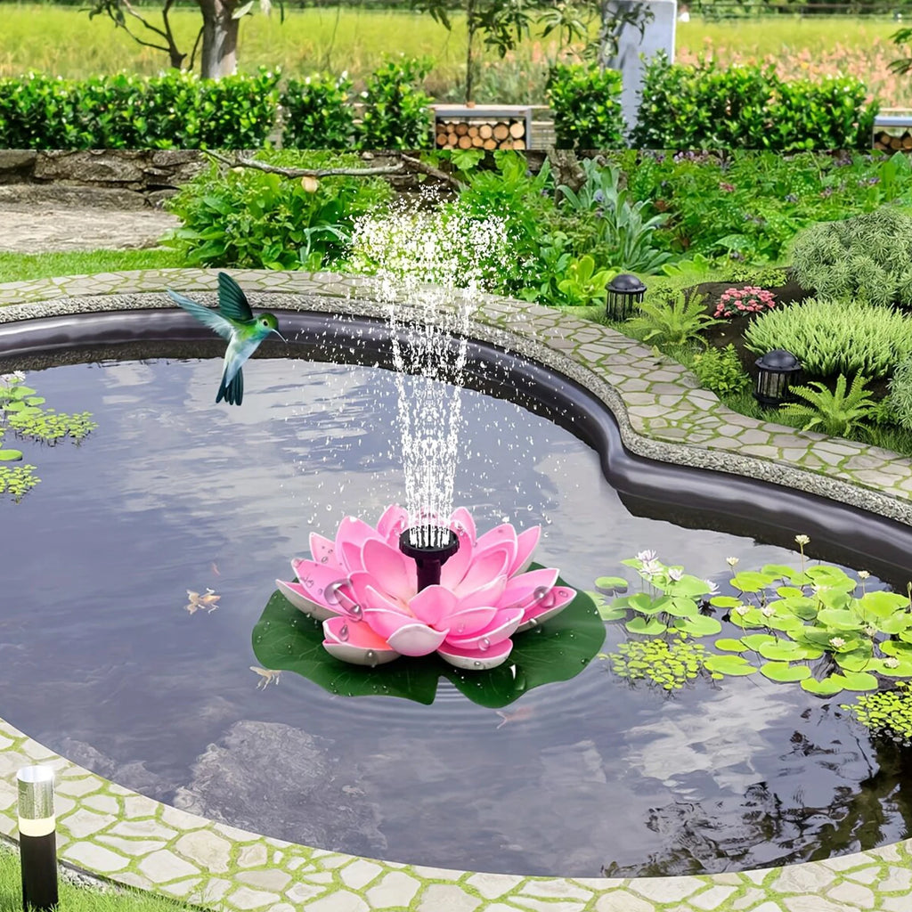 1.5W Lotus Solar Bird Bath Fountain – 6 Nozzles | Garden Pond Solar Fountain Pump Vue