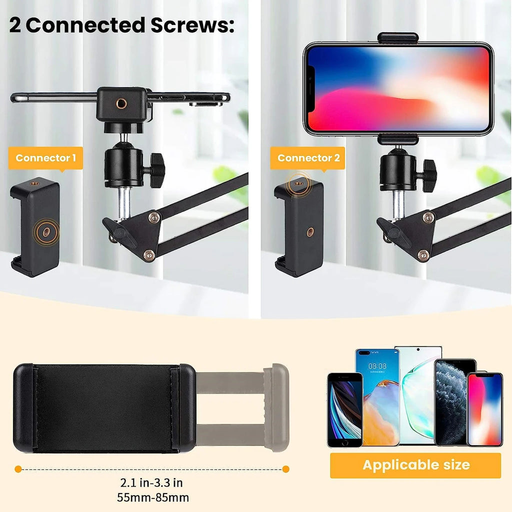 Flexible Arm Tripod For Phone Stand Table Folded Anchor 360° Rotation Online Desktop Laptop Video Live Overhead Shot Photography Vue