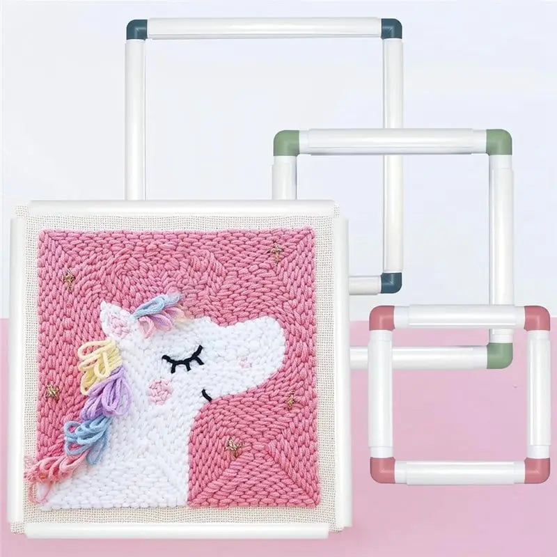 ABKW-Square Embroidery Hoops Punch Needle Hoops Embroidery Quilting Fram 3-Pack As Shown Vue