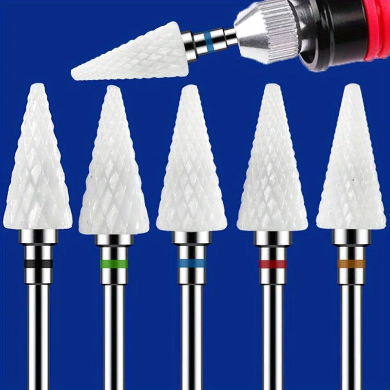 Kit-1/2/4/5PCS Ceramic Nail Drill Bit Milling Cutter, Electric Manicure Drills Pedicure Mill Bits, Machine Files Nail Art Tools Vue