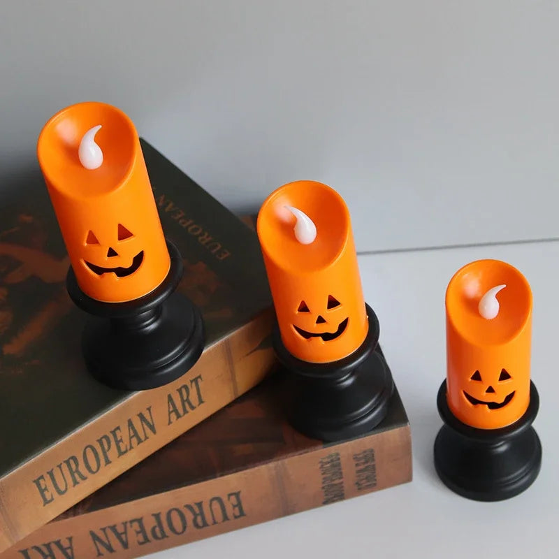 Halloween Candle Light LED Candlestick Lamp Ornaments Props Happy Halloween Party Props Pumpkin Candle Light Colorful Decoration Vue