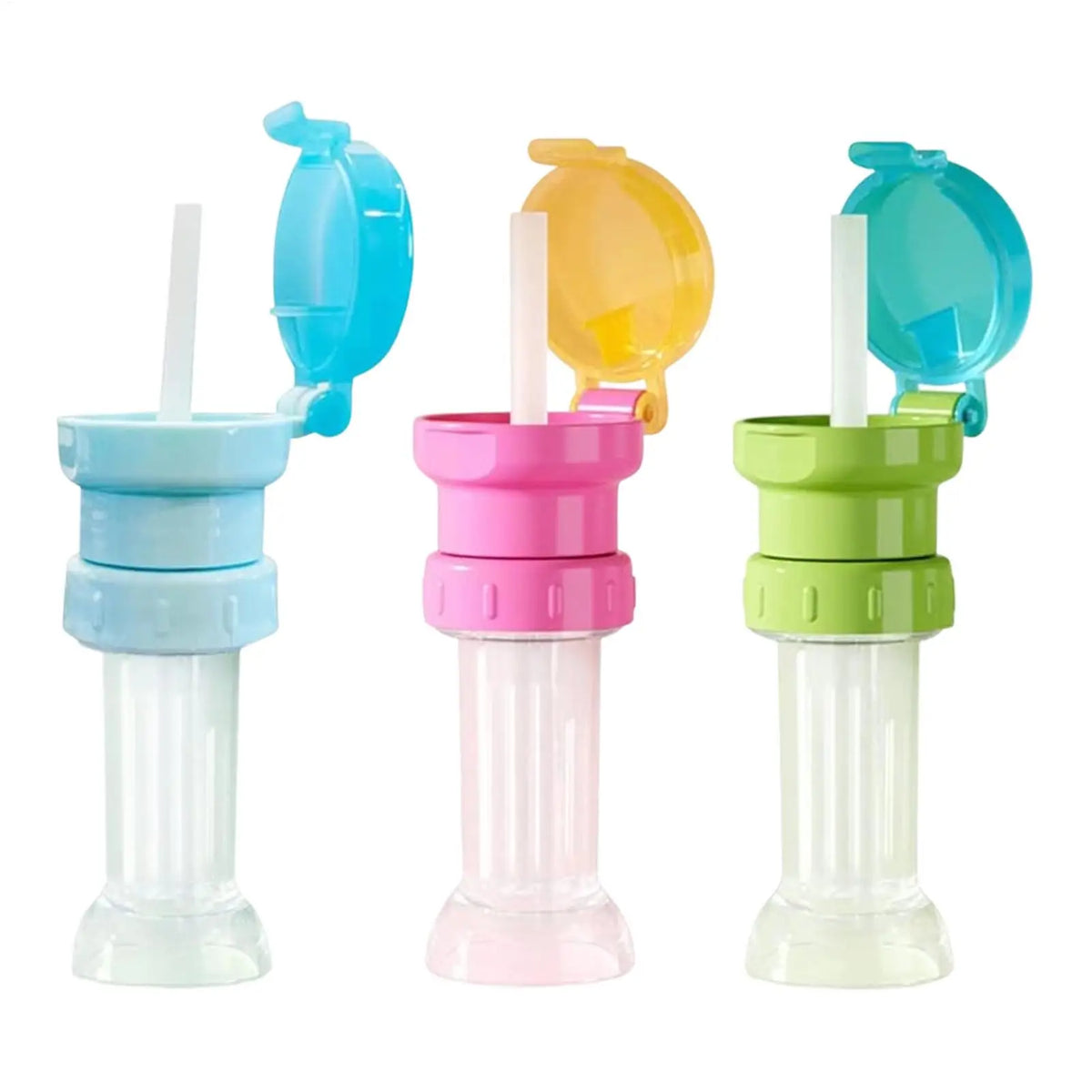 2 in1 Portable Leak-Proof Water Bottle Toppers With straw Universal Drinking Caps Reusable Bottle Lids for Juice Home Outdoor Vue