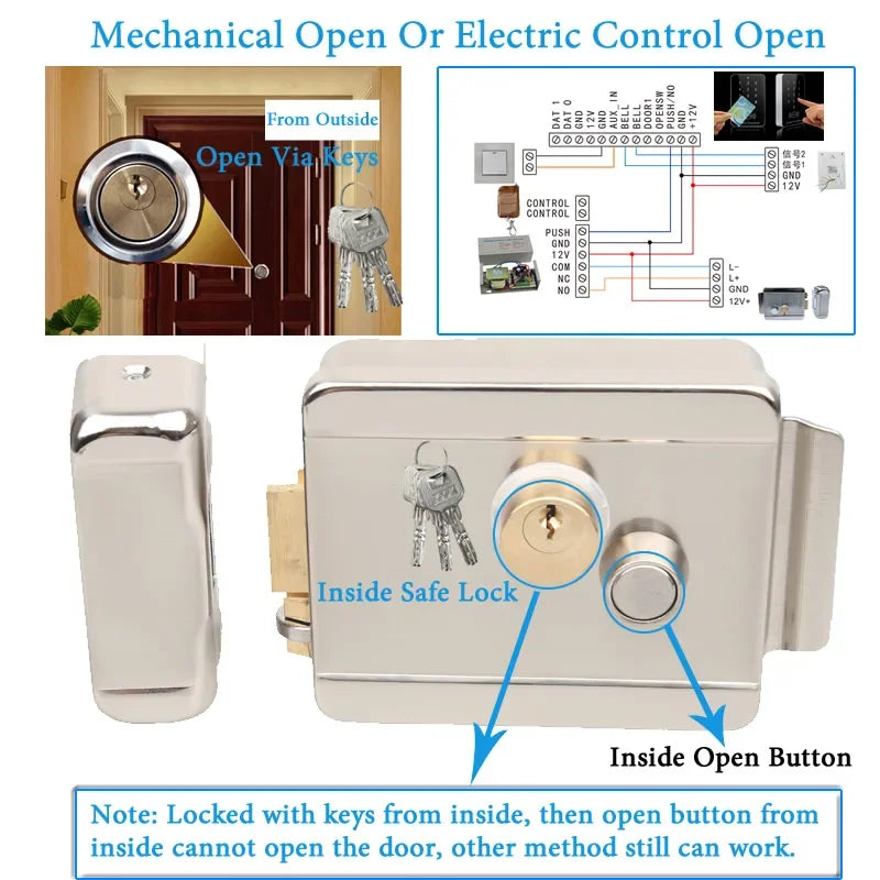 Electric Door Lock Anti-theft Double-headed Integrated Electronic Lock For 12V DC Access Control System Video Door Phone System Vue