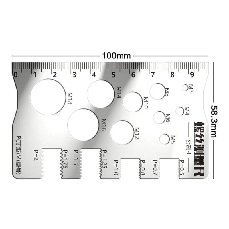 Metric Thread Pitch Gauge Ruler Bolt Nut Thread Measuring Gauge Machining Screw Cutting Tool Vue