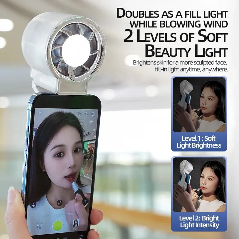 Magnetic Folding Small Fan Powerful Cold Air For Rapid Cooling With Soft Fill Light Suitable For Live Selfies And Summer Travel Vue
