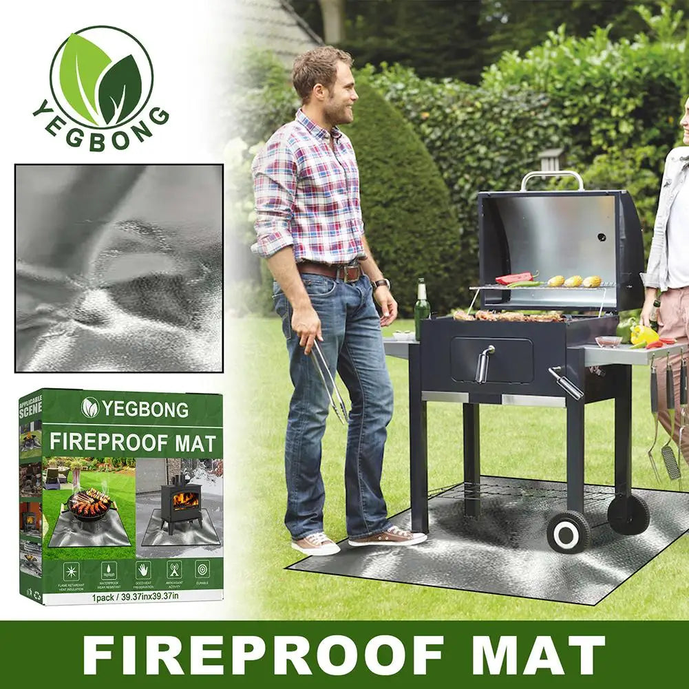 Large Fire Pit Mat 100x100cm | Heat Resistant Grill Base Pad Fire Pit Mat Vue China Mainland