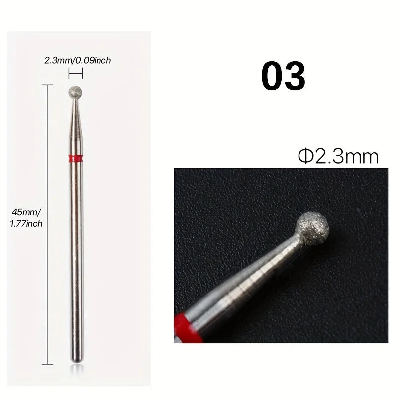 1/5Pcs Red Diamond Nail Drill Bit Milling Cutter for Manicure Electric Rotary Burr Cuticle Tools Accessories Vue Style 3