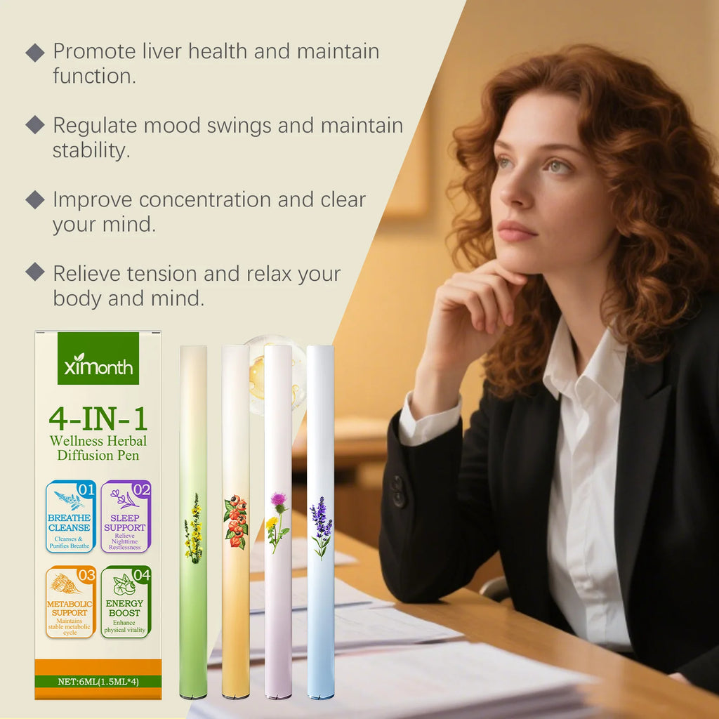 4-in-1 Air Freshening Pen: Relaxing the Senses Clear Breathing Refreshing Invigorating Aromatherapy Diffuser Lung-Cleansing Pen Vue