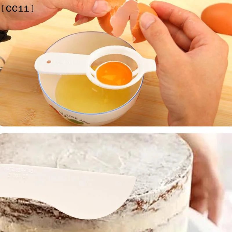 1Set Measuring Cups And Spoons Set White Plastic Kitchen Tools For Baking Cooking Mixing With Accurate Markings〔CC11〕 Vue
