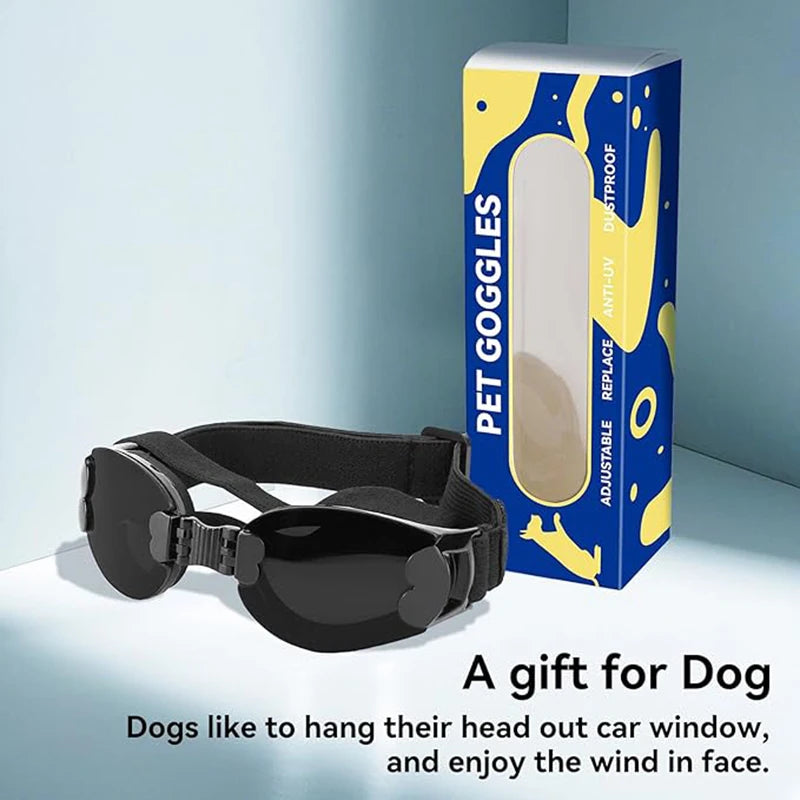 Foldable Dog Goggles for Small to Medium Breed Anti-UV Dog Sunglasses with Adjustable Straps Vue