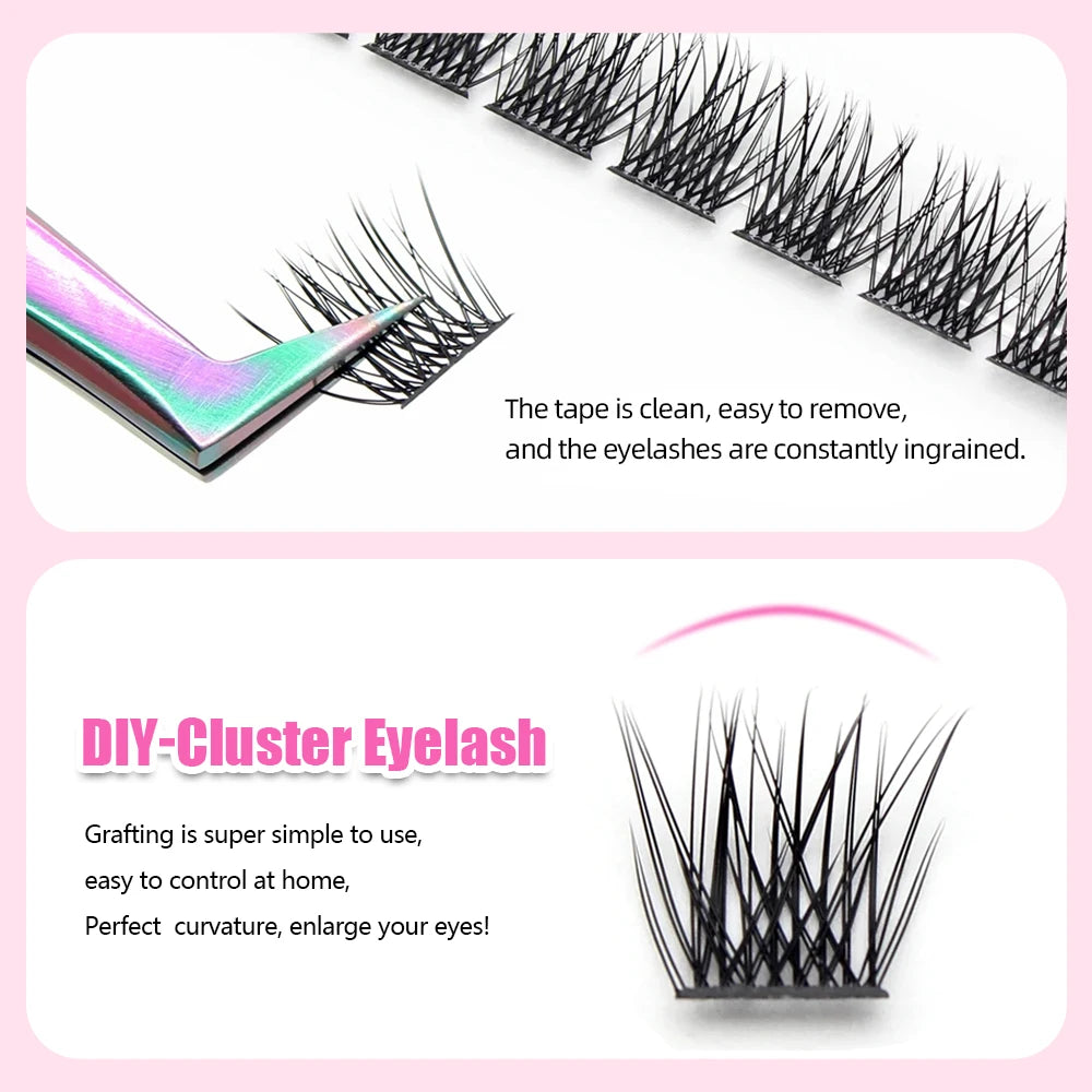 DIY 144 Cluster Lashes YUANZHIJIE Free Ship Segmented Beam Natural C/D Curl Individual Mink Eyelashes Makeup Supplies at Home Vue
