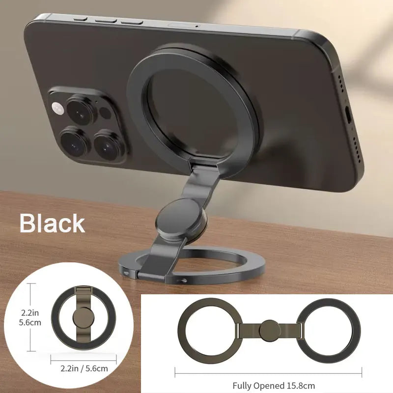 For MagSafe Double Sided Magnetic Phone Ring Holder Portable Folding Cellphones Stand Phone Accessories Support Bracket Grip Vue Type 3 Black